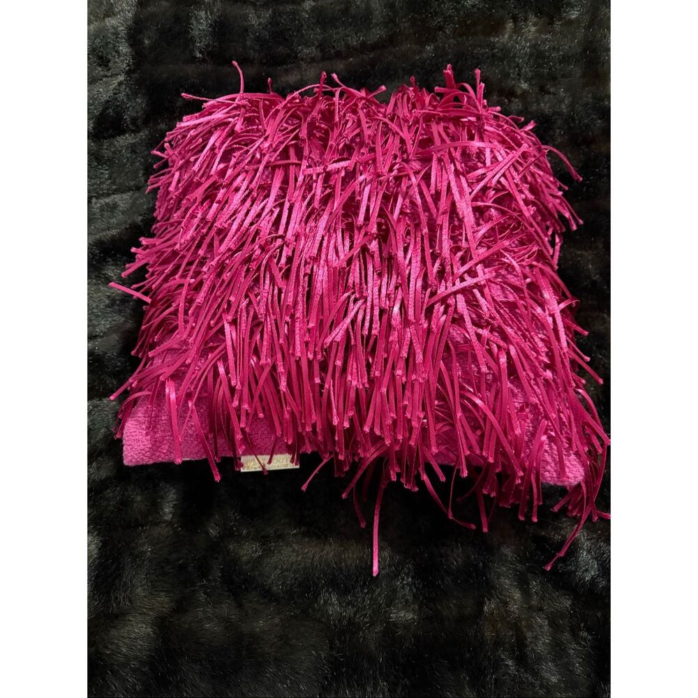 425‎ South Los Angeles Rectangular 16x 16 Pink Fringe Throw Pillow w/zipper